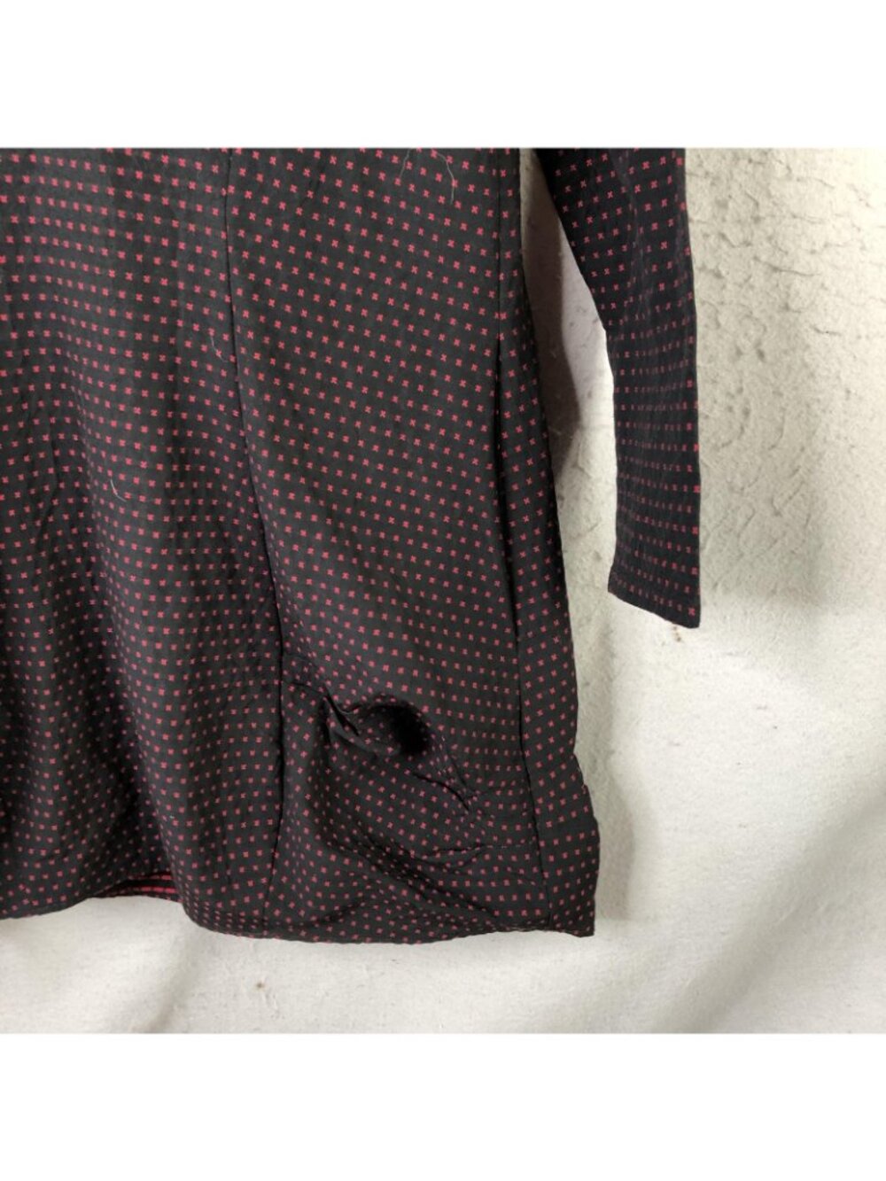 Niche Dress Womens XS Black Geometric Cowl Neck Sweater Shift Pockets 3/4 Sleeve - Picture 9 of 13